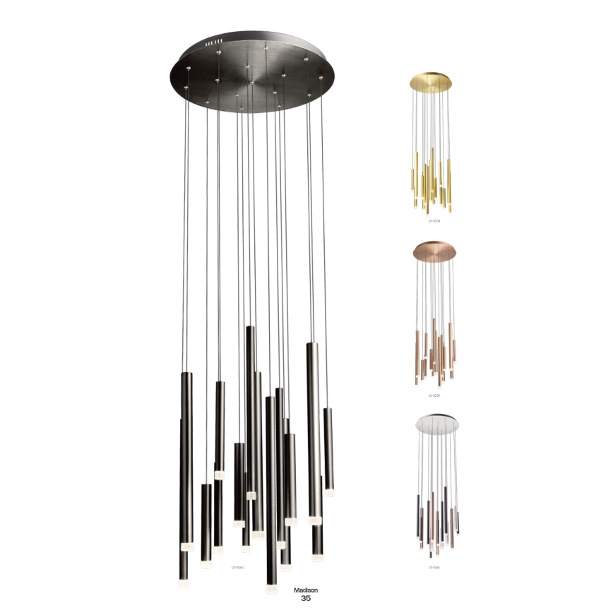 Redo 01-2060 - Светодиодная подвесная люстра MADISON 16xLED/4W/230V черный