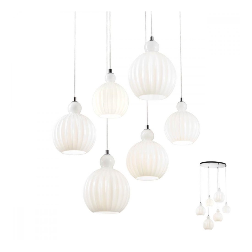 Redo 01-2068 - Подвесная люстра PLUMEN 6xE14/42W/230V белый