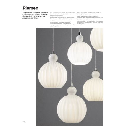 Redo 01-2069 - Подвесная люстра PLUMEN 6xE14/42W/230V серый