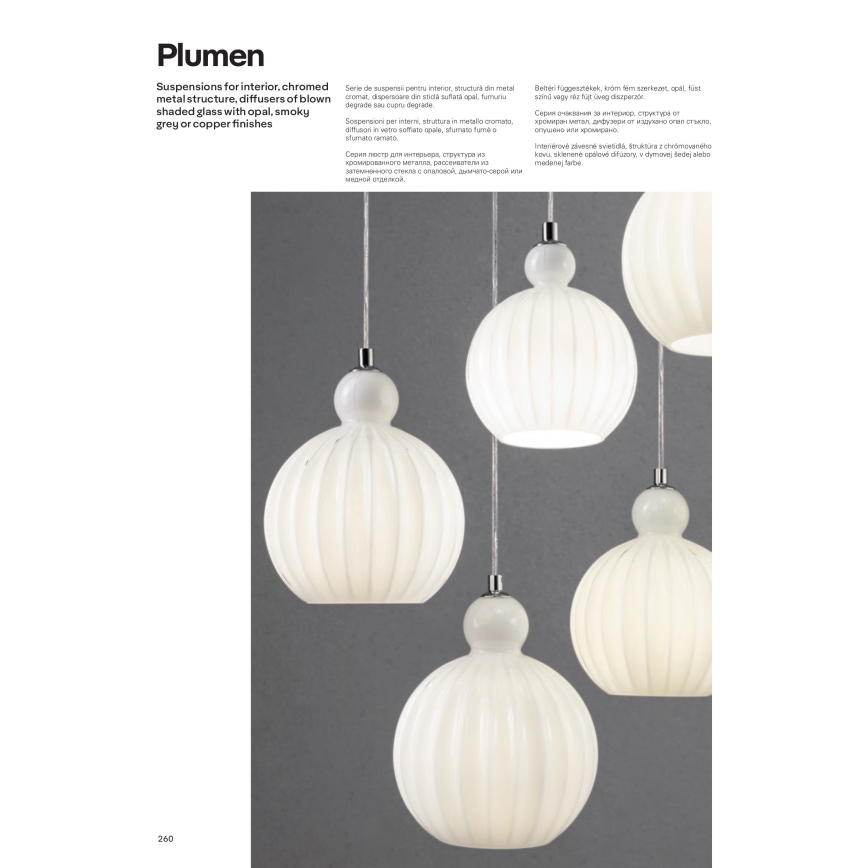 Redo 01-2069 - Подвесная люстра PLUMEN 6xE14/42W/230V серый