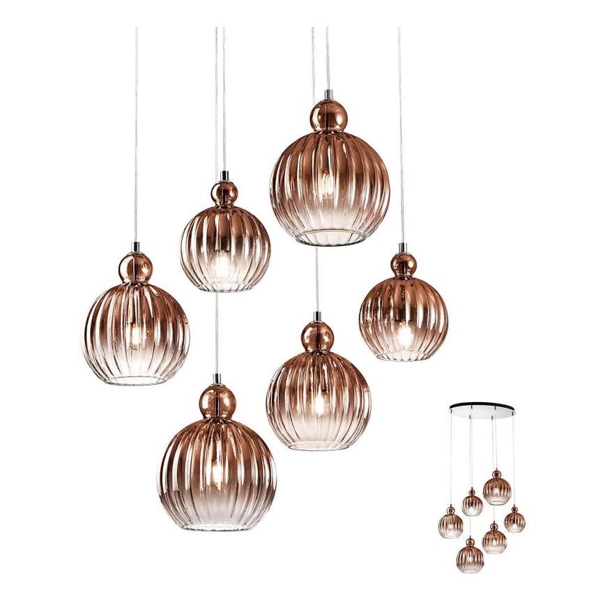 Redo 01-2070 - Подвесная люстра PLUMEN 6xE14/42W/230V медный