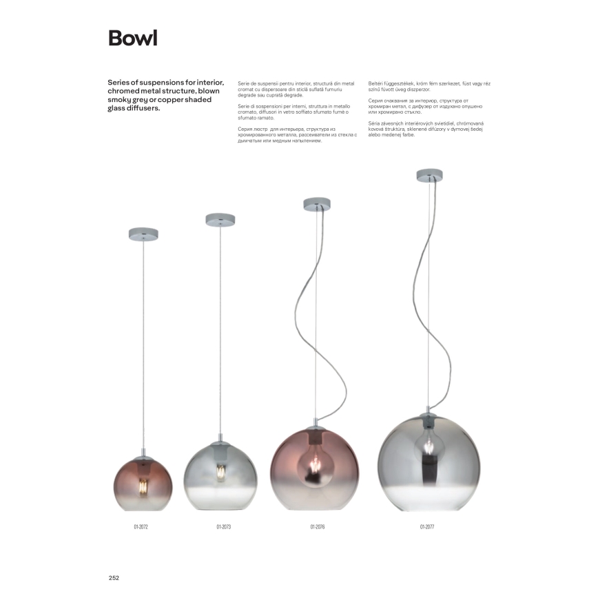 Redo 01-2076 - Подвесная люстра BOWL 1xE27/42W/230V диаметр 30 см медный