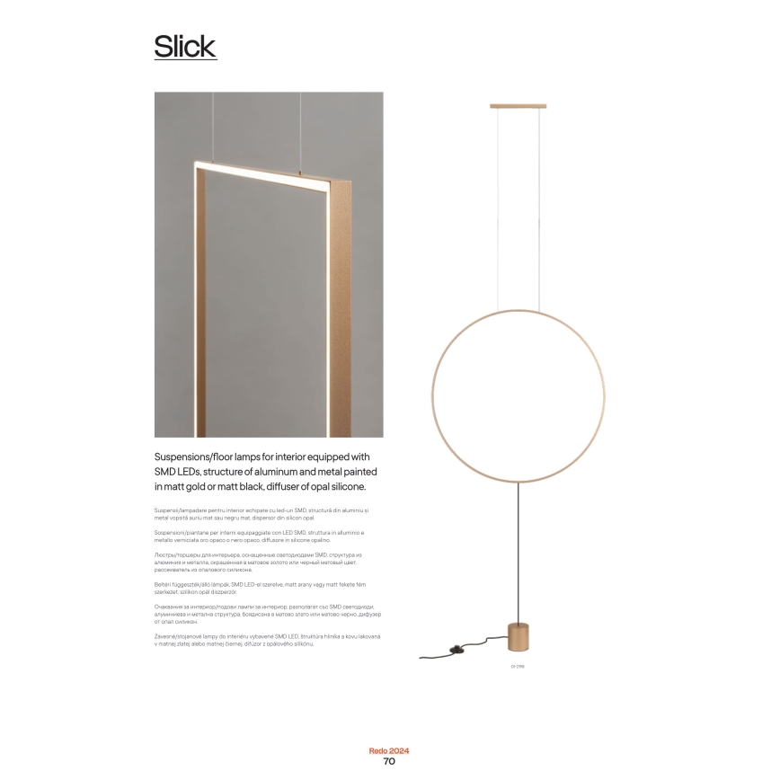 Redo 01-2134 - Світлодіодний торшер SLICK LED/28W/230V чорний