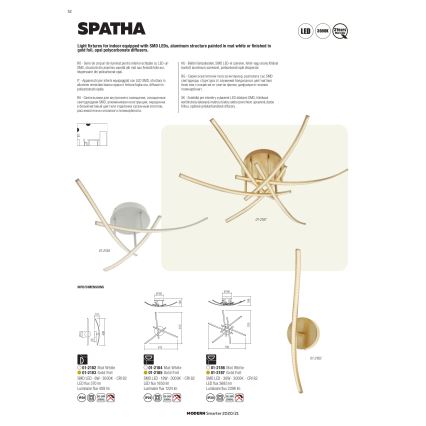 Redo 01-2185 - Стельовий LED світильник SPATHA 3xLED/6W/230V 3000K золотий