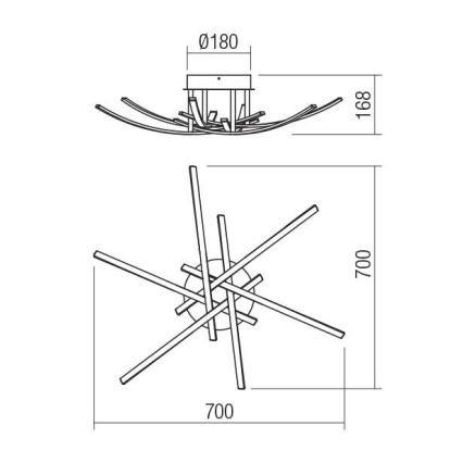 Redo 01-2187 - Стельовий LED світильник SPATHA 6xLED/6W/230V 3000K золотий