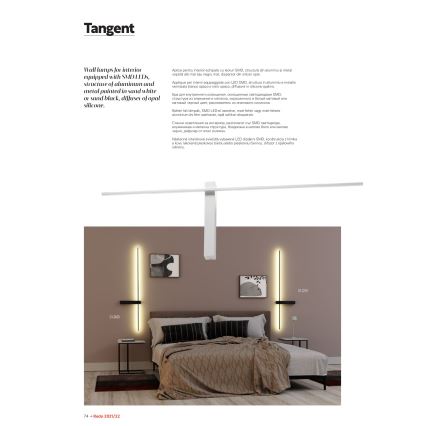 Redo 01-2201 - LED настенный светильник TANGENT LED/14 Вт/230 В 3000 К 125,4 см черный