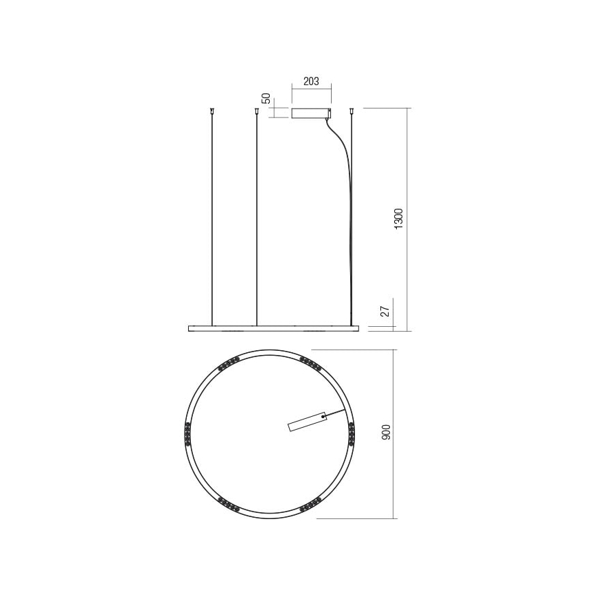 Redo 01-2206 - Светодиодная подвесная люстра UNION LED/50W/230V CRI 90 3000K диаметр 90 см золотистый
