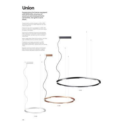 Redo 01-2207 - Світлодіодна підвісна люстра UNION LED/50W/230V CRI 90 3000K діаметр 90 см чорний