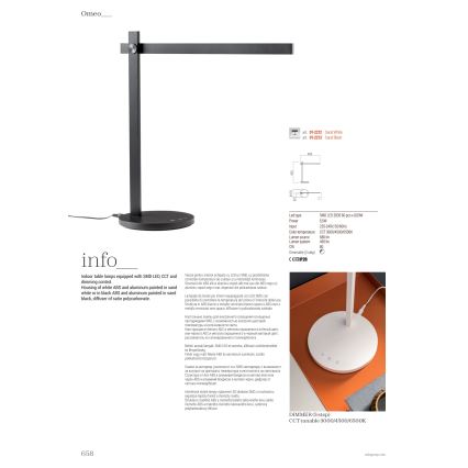 Redo 01-2213 - Сенсорна настільна LED лампа з регулюванням яскравості OMEO LED/5,5W/230V 3000/4500/6500K чорний