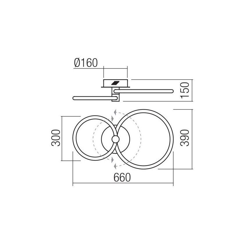 Redo 01-2222 - Диммируемый потолочный светильник SPELL, LED 32 Вт / 230 В, полированный хром