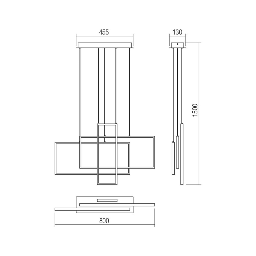 Redo 01-2315 - Светодиодная подвесная люстра с регулированием яркости PLANA LED/60W/230V черная