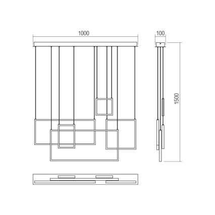 Redo 01-2318 - Светодиодная подвесная люстра с регулированием яркости PLANA LED/80W/230V черный