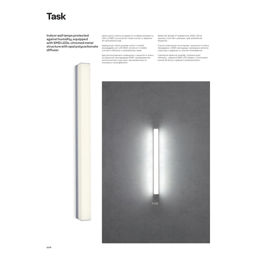 Redo 01-2331 - LED дзеркало для ванної кімнати з підсвіткою TASK LED/24W/230V 120 cm CRI 90 IP44 полірований хром