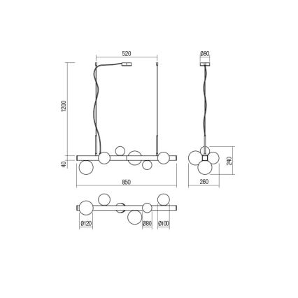 Redo 01-2374 - Подвесная люстра GOJI 6xG9/28W/230V золотистый