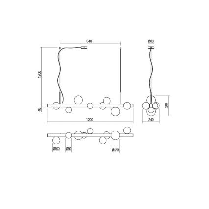 Redo 01-2376 - Подвесная люстра GOJI 8xG9/28W/230V золотистый