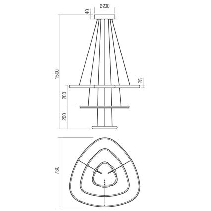 Redo 01-2457 - Світлодіодна підвісна люстра TRIAD LED/60W/230V 4000K бронзовий