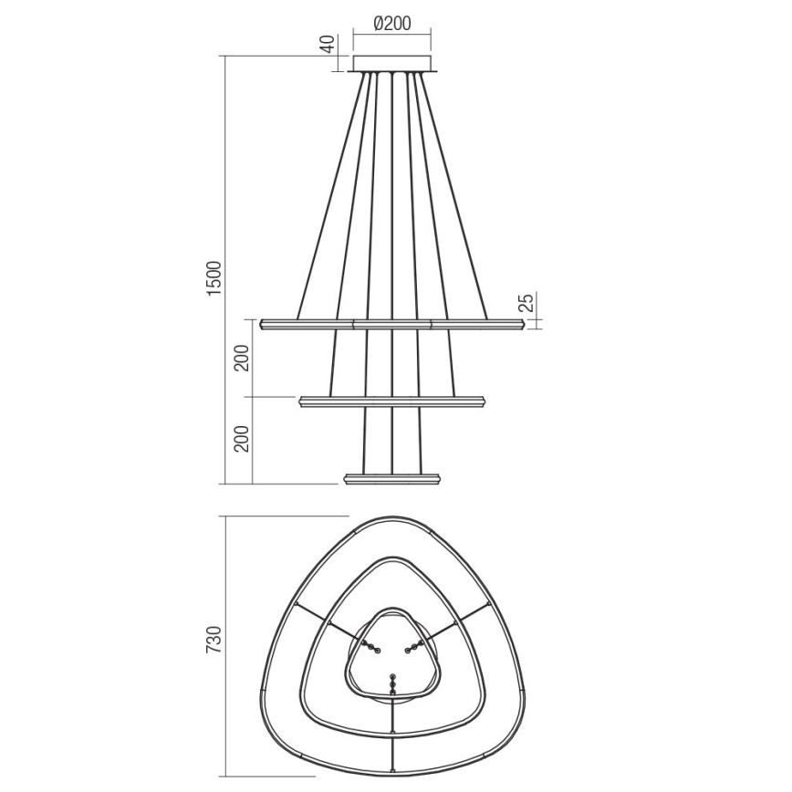Redo 01-2457 - Світлодіодна підвісна люстра TRIAD LED/60W/230V 4000K бронзовий