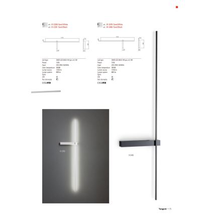 Redo 01-2480 - LED Настінний світильник TANGENT LED/14W/230V чорний