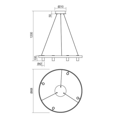 Redo 01-2492 - Светодиодная подвесная люстра SUMMIT LED/53,5W/230V CRI 90 диаметр 80,8 см золотистый