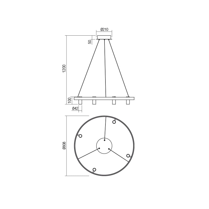 Redo 01-2492 - Светодиодная подвесная люстра SUMMIT LED/53,5W/230V CRI 90 диаметр 80,8 см золотистый