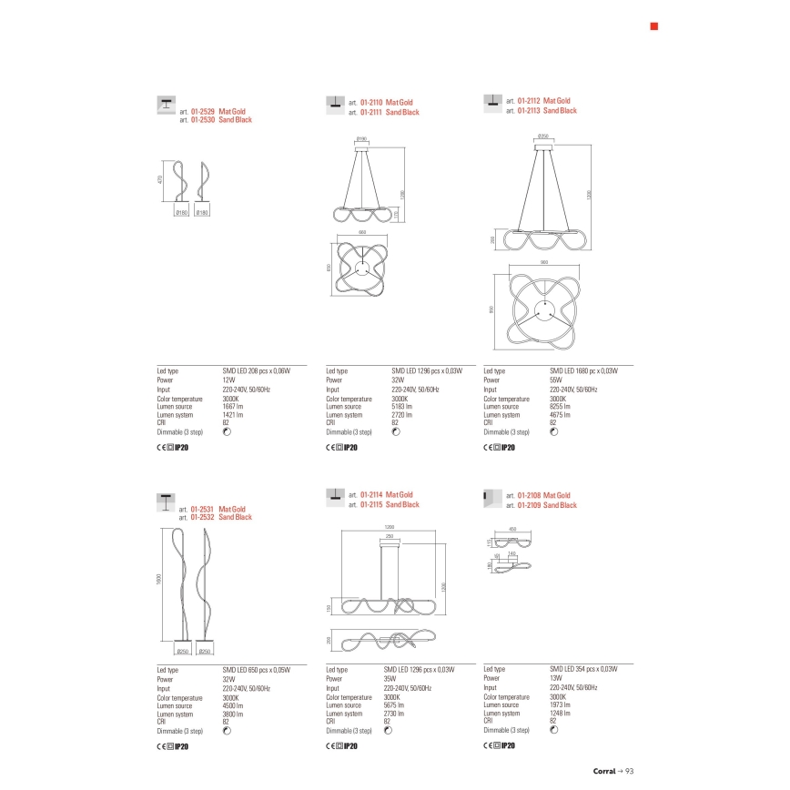 Redo 01-2529 - Настільна LED лампа з регулюванням яскравості CORRAL LED/12W/230V золотий