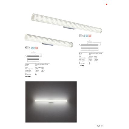Redo 01-2593 - LED-освітлення дзеркала для ванної кімнати RIGAL LED/18W/230V 4000K 91 см CRI 90 IP44 глянцевий хром/білий