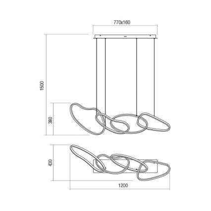 Redo 01-2594 - Светодиодная подвесная люстра с регулированием яркости BIAS LED/87,4W/230V CRI 90 3000K белый