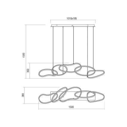 Redo 01-2597 - Светодиодная подвесная люстра с регулированием яркости BIAS LED/108,6W/230V CRI 90 3000K белый