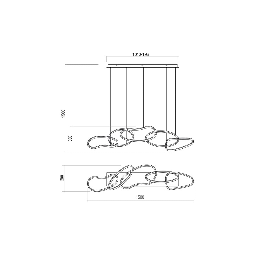 Redo 01-2599 - Светодиодная подвесная люстра с регулированием яркости BIAS LED/108,6W/230V CRI 90 3000K черный