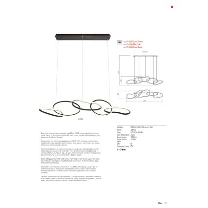 Redo 01-2599 - Світлодіодна підвісна люстра з регулюванням яскравості BIAS LED/108,6W/230V CRI 90 3000K чорний