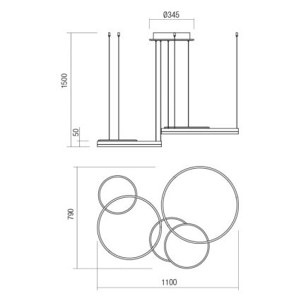 Redo 01-2610 - Светодиодная подвесная люстра с регулированием яркости SIGUA LED/114W/230V CRI 90 3000K коричневый