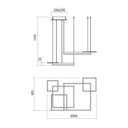 Redo 01-2613 - LED-люстра на тросі SIGUA, з регулюванням яскравості, LED/110W/230V, CRI 90, коричнева