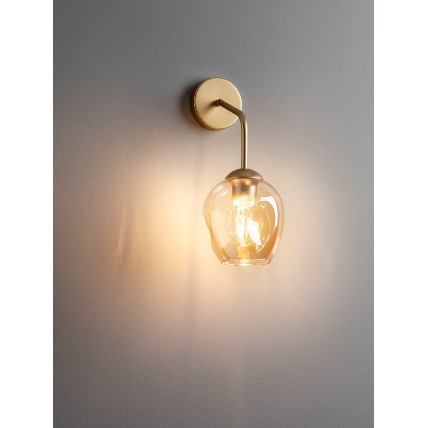 Redo 01-2617 - Настенная лампа PIERCE 1xE27/42W/230V золотистый/дымчатый