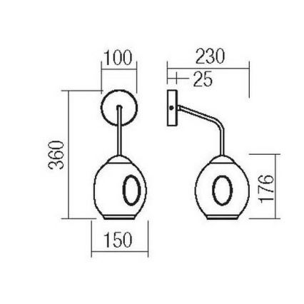 Redo 01-2617 - Настінна лампа PIERCE 1xE27/42W/230V золотий/димчастий