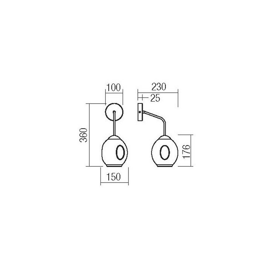 Redo 01-2618 - Настенная лампа PIERCE 1xE27/42W/230V черный/дымчатый