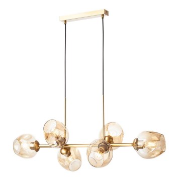 Redo 01-2619 - Підвісна люстра PIERCE 6xE27/42W/230V золотий/димчастий