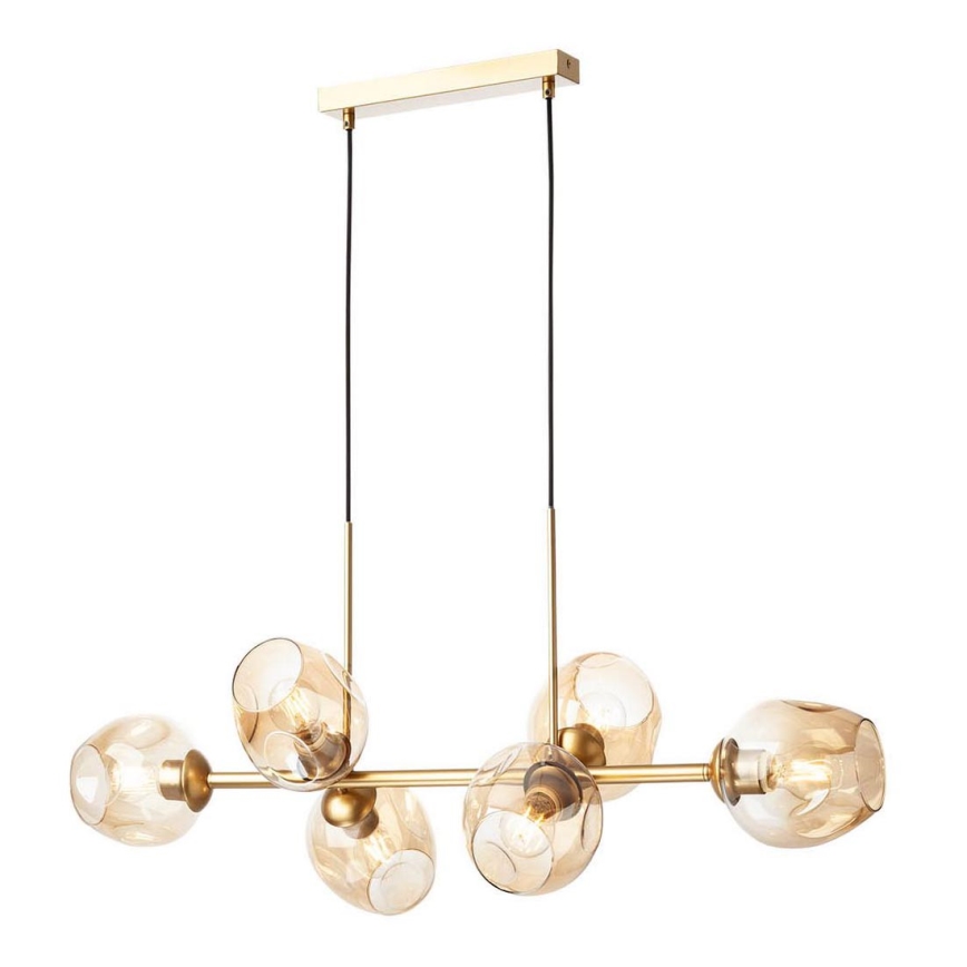 Redo 01-2619 - Подвесная люстра PIERCE 6xE27/42W/230V золотистый/дымчатый