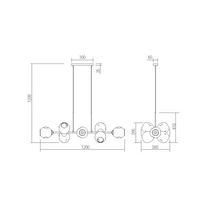 Redo 01-2620 - Підвісна люстра PIERCE 6xE27/42W/230V чорний/димчастий