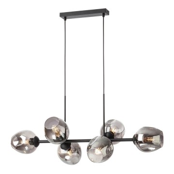 Redo 01-2620 - Подвесная люстра PIERCE 6xE27/42W/230V черный/дымчатый