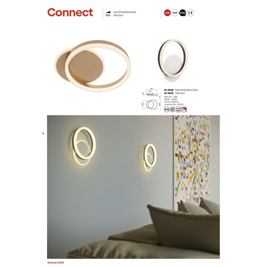 Redo 01-2628 - Светодиодный настенный светильник CONNECT LED/28W/230V белый