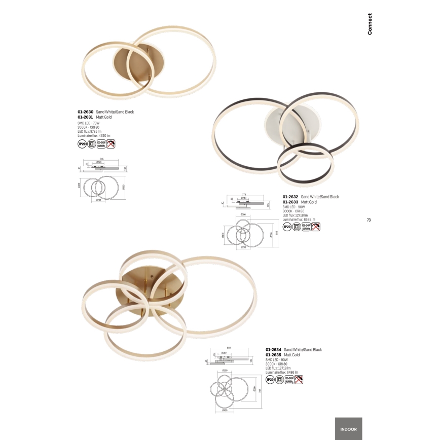 Redo 01-2632 - Светодиодный потолочный светильник CONNECT LED/90W/230V белый