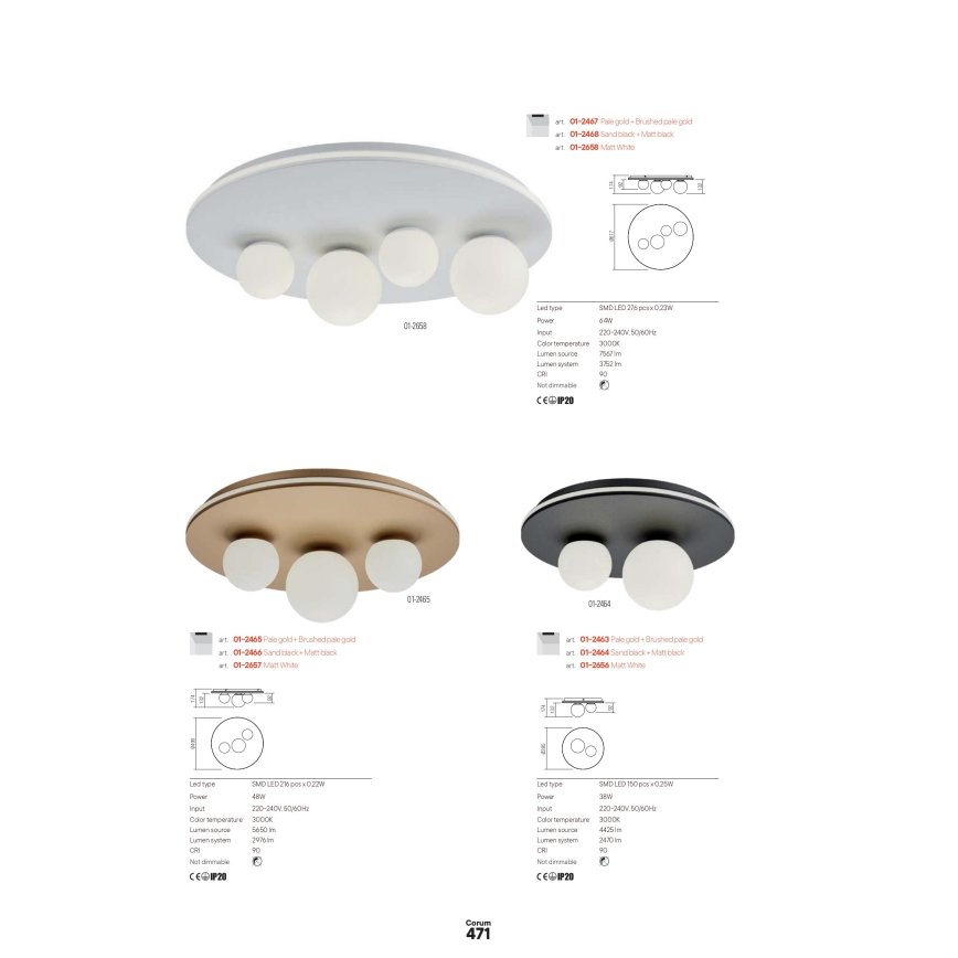 Redo 01-2657 - LED стельовий світильник CORUM LED/48W/230V 3000K CRI 90 білий