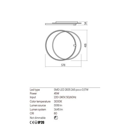 Redo 01-2660 - Светодиодный потолочный светильник ARP LED/45W/230V черный