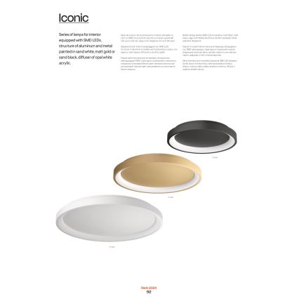 Redo 01-2668 - Світлодіодний стельовий світильник з регулюванням яскравості ICONIC LED/40W/230V діаметр 48 см чорний