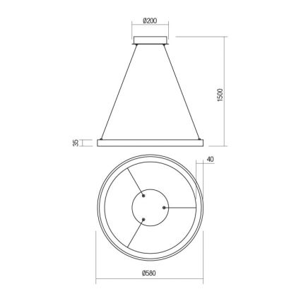 Redo 01-2674 - Светодиодная подвесная люстра с регулированием яркости ICONIC LED/50W/230V диаметр 58 см черный