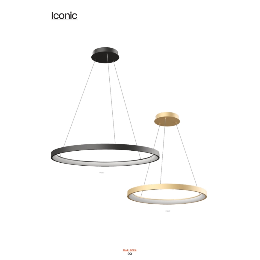 Redo 01-2674 - Світлодіодна підвісна люстра з регулюванням яскравості ICONIC LED/50W/230V діаметр 58 см чорний