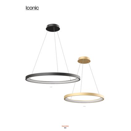 Redo 01-2677 - Світлодіодна підвісна люстра з регулюванням яскравості ICONIC LED/60W/230V діаметр 78 см чорний