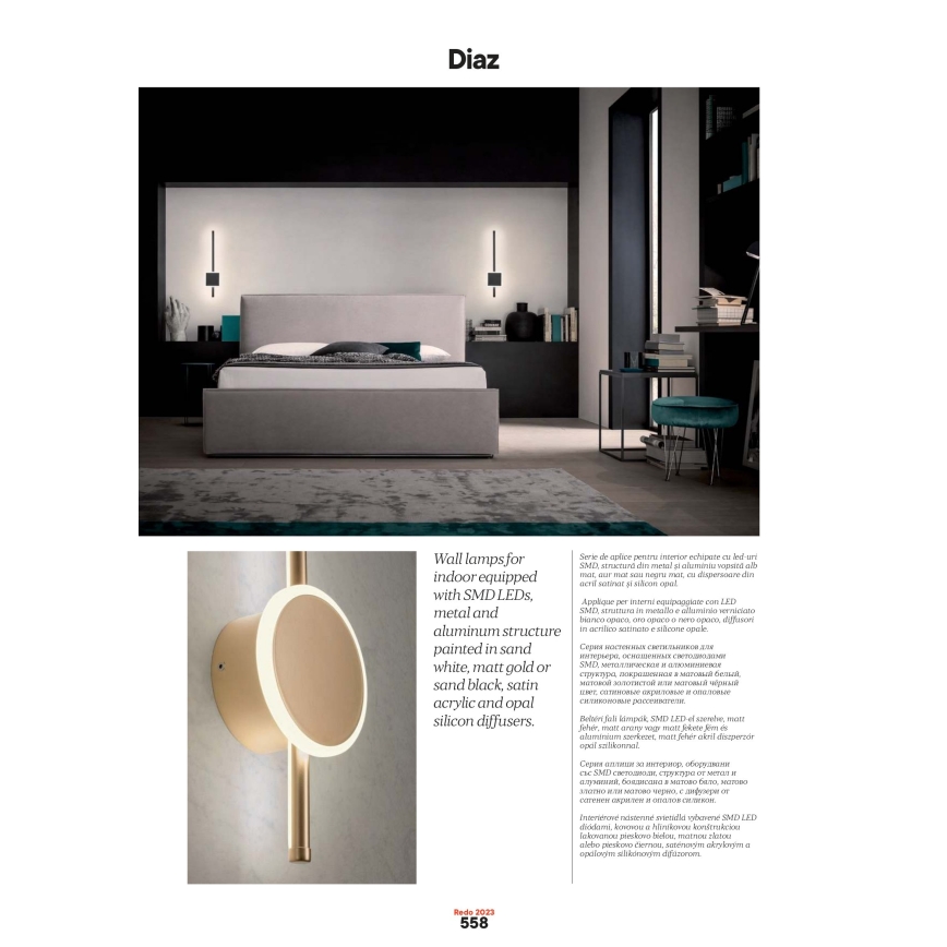 Redo 01-2696 - LED настенный светильник DIAZ LED/20 Вт/230 В CRI 90 белый