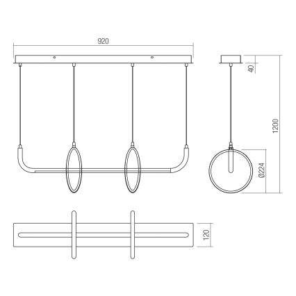 Redo 01-2705 - LED-люстра на тросі OLIMP LED/40W/230V 3000/4000/6500K чорна