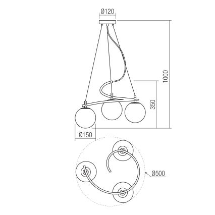 Redo 01-2715 - Подвесная люстра VOLLEY 3xE14/28W/230V золотистый